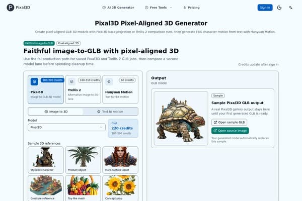 Pixal3d.ai screenshot
